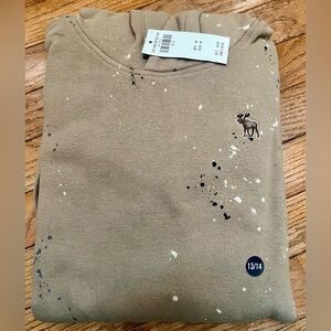 Abercrombie kids Paint-Splatter Hoodie - Olive Green 13/14 NWT